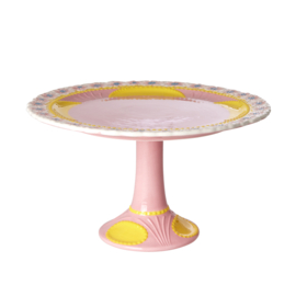 Rice Cake Stand Ø 29,5 cm with Embossed Flower Design - Yellow