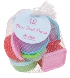Rice Assorted Small Plastic Food Boxes in Net - 12 pieces