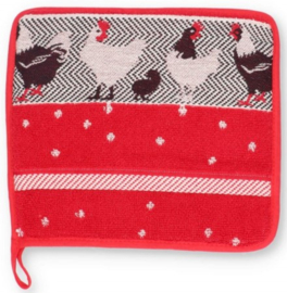 Bunzlau Kitchen Pot Holder Chickens Red