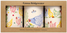 Emma Bridgewater Spring Chickens set of 3 Caddy Tins
