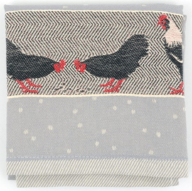 Bunzlau Tea Towel Chickens Grey
