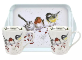 Wrendale Designs 'One Snowy Day' Two Mug & Tray Set -kerst-