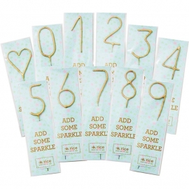 Rice Golden Sparklers in Assorted Numbers from 0-9 and Hearts
