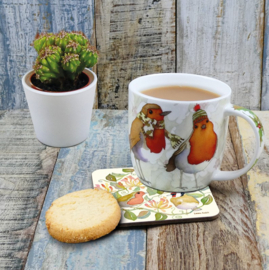 Emma Ball Mug with Gift Box - Christmas Robins -mok met rond oor-