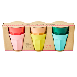 Rice Medium Melamine Cup - Assorted 'Dance Out' Colors - Set of 6