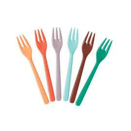 Rice Melamine Cake Forks - Assorted 'Follow the Call of The Disco Ball' Colors - Bundle of 6