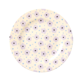 Rice Melamine Lunch Plate with Flower Print -bord met rand-