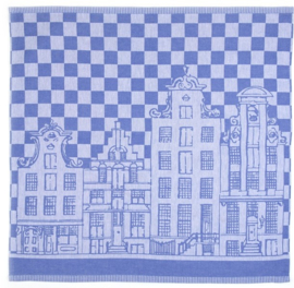 Bunzlau Tea Towel Canal Houses Royal Blue