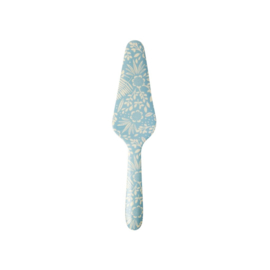 Rice Melamine Cake Server Blue Fern & Flower Print 'Let's Summer'