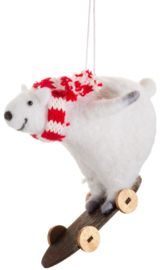Sass & Belle Skate Boarding Polar Bear Felt Decoration
