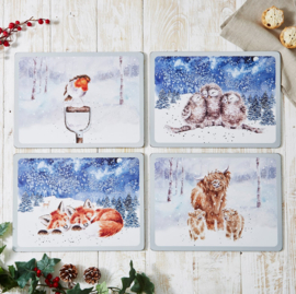 Wrendale Designs Placemats 'Winter Skies' Animal - Set of 4 -large size-