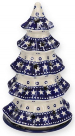 Bunzlau Christmas Tree for Tealight H 25 cm Blue Stars