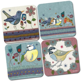Emma Ball Coasters - Stitched Birdies - set of 4
