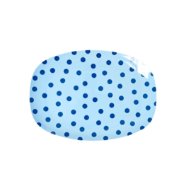 Rice Small Melamine Rectangular Plate - Blue Dot Print -