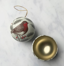 Thornback & Peel Robin & Holly Bauble Tin  -per stuk-