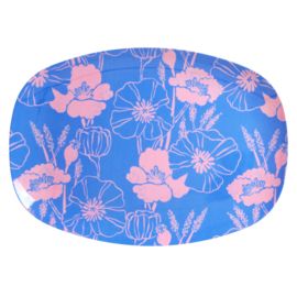 Rice Melamine Rectangular Plate - Poppy Love Print