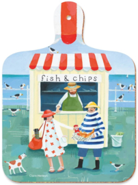 Emma Ball Small Chopping Board - Mr & Mrs Fish - Fish and Chips