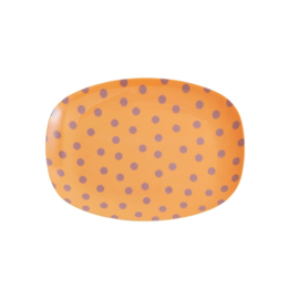 Rice Small Melamine Rectangular Plate - Lavender Dot Print