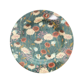Rice Melamine Side Plate with Fall Flower Print -bord met rand-