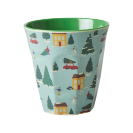 Rice Medium Melamine Cup - Happy Holiday Print