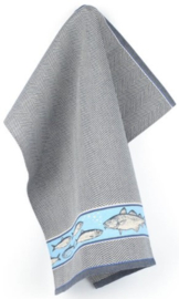 Bunzlau Tea Towel Fish Dark Blue