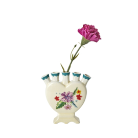 Rice Ceramic Finger Vase with Flower Design