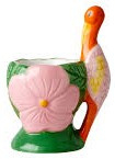 Rice Ceramic Egg Cup Flower & Crane Shape