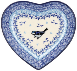 Bunzlau Heart Shape Dish Lovely Bird -Limited Edition-