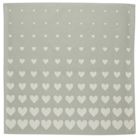 Bunzlau Tea Towel - Hearts Dark Green