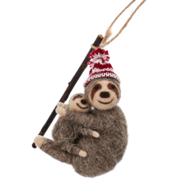 Sass & Belle Mum and Baby Sloth Hanging Felt Decoration