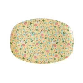 Rice Small Melamine Rectangular Plate - Sweet Butterfly Print - Creme