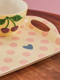 Rice Melamine Tray with Dots Print