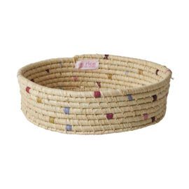 Rice Raffia Bread Basket with Dot 'Viva La Vida' - Medium