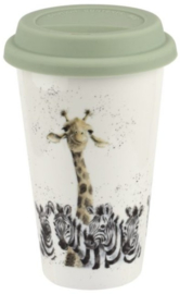 Wrendale Designs Travel Mug 'Head and Shoulders' -giraffe en zebra's-