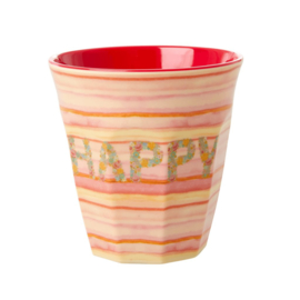Rice Medium Melamine Cup with Happy Pink Print