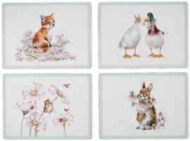 Wrendale Designs Placemats 'Wildflower' Animal - Set of 4  -small size-