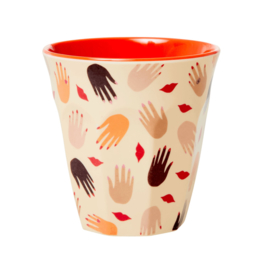 Rice Medium Melamine Cup - Hands and Kisses Print