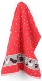 Bunzlau Kitchen Towel Chickens Red