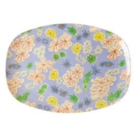 Rice Melamine Rectangular Plate - Flower Painting Print