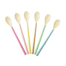 Rice Melamine Latte Spoon with 6 Assorted Flower Prints