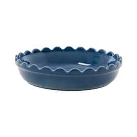 Rice Small Stoneware Pie Dish in Dark Blue