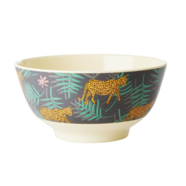 Rice Medium Melamine Bowl - Leopard and Leaves Print