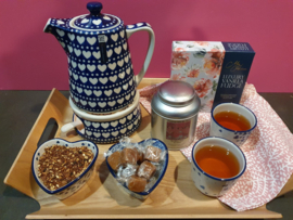 Rozablue Theedoek Floral coral