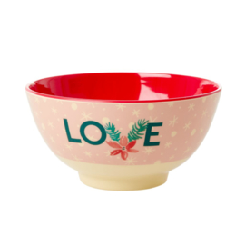 Rice Medium Melamine Bowl - Love Xmas Print *vernieuwd model*