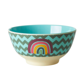 Rice Medium Melamine Bowl - Zig Zag Rainbow Print