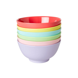 Rice Medium Melamine Bowls 'YIPPIE YIPPIE YEAH' Colors - Set of 6