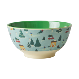 Rice Medium Melamine Bowl - Happy Holidays Print