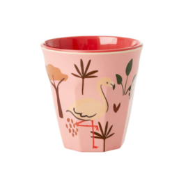Rice Kids Small Melamine Cup with Pink Jungle Animal Print