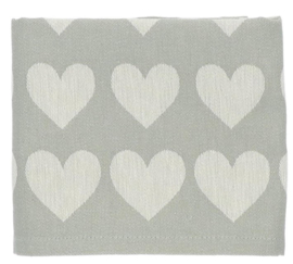 Bunzlau Tea Towel - Hearts Dark Green