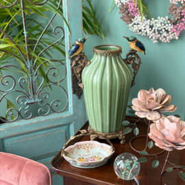 Meander Porseleinen Vaas IJsvogels - Brons